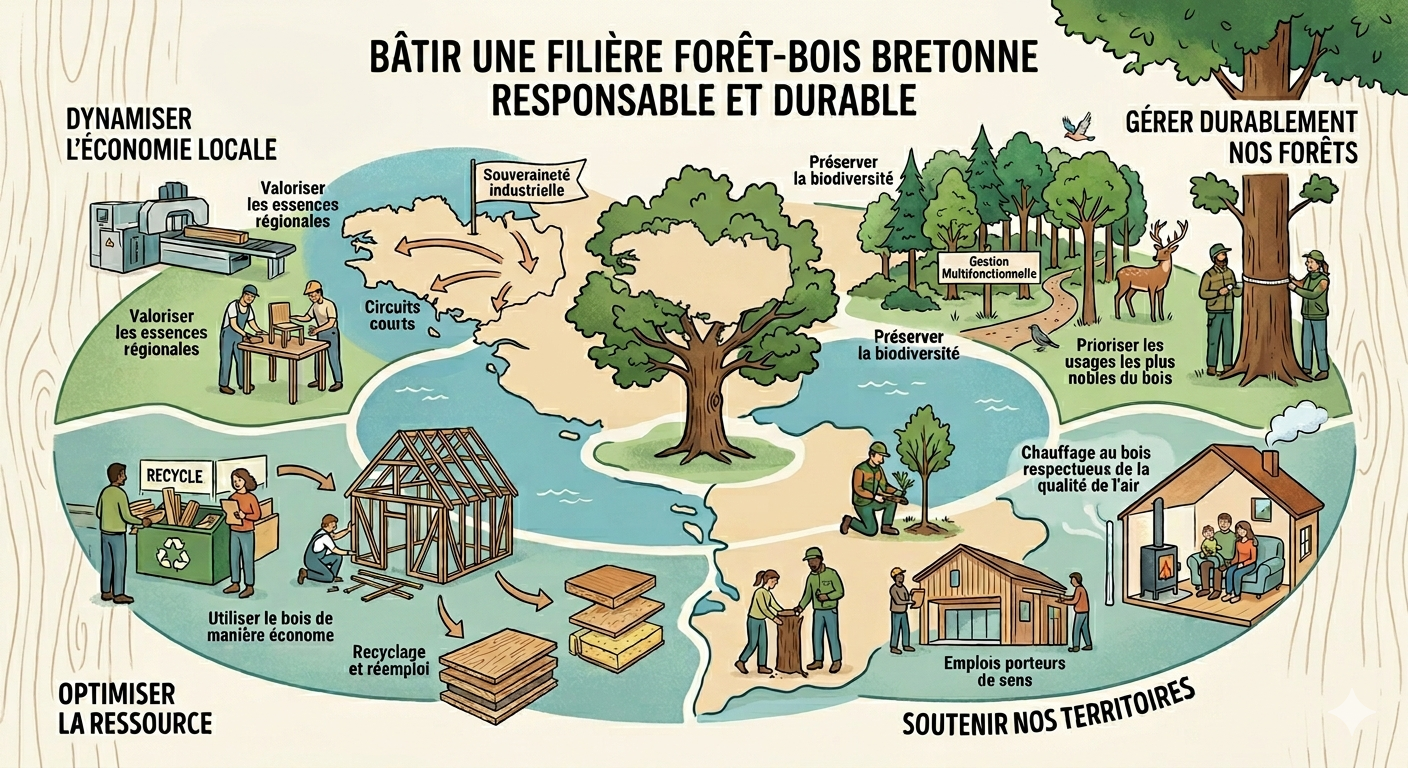 Illustration bâtir une filière Forêt-Bois bretonne responsable et durable